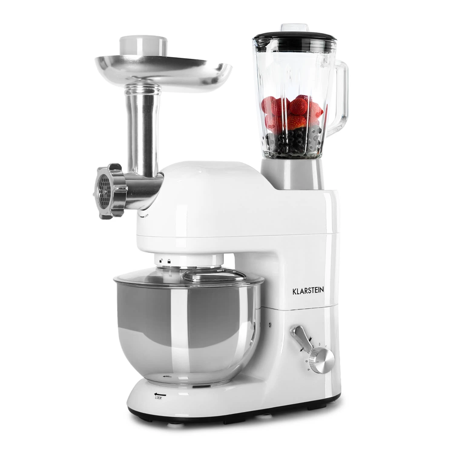 Lucia Küchenmaschine 3-in-1 2000 W / 2,7 PS 5 Ltr Edelstahl BPA-frei 2 Lucia Küchenmaschine 3-in-1 2000 W / 2,7 PS 5 Ltr Edelstahl BPA-frei