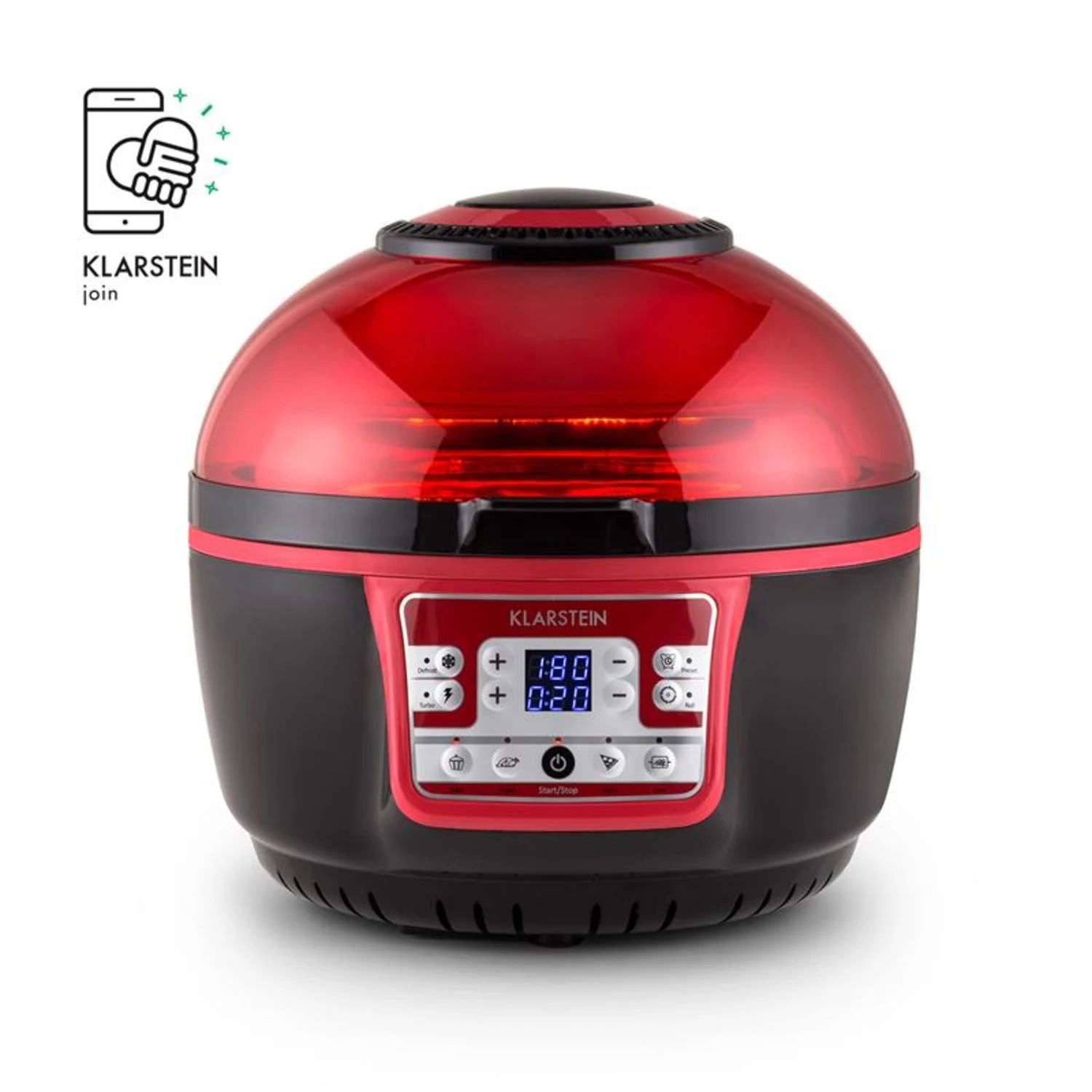 VitAir Turbo Heißluftfritteuse Rot-schwarz 1400W Grillen Backen 9l 5 VitAir Turbo Heißluftfritteuse Rot-schwarz 1400W Grillen Backen 9l – Bild 4