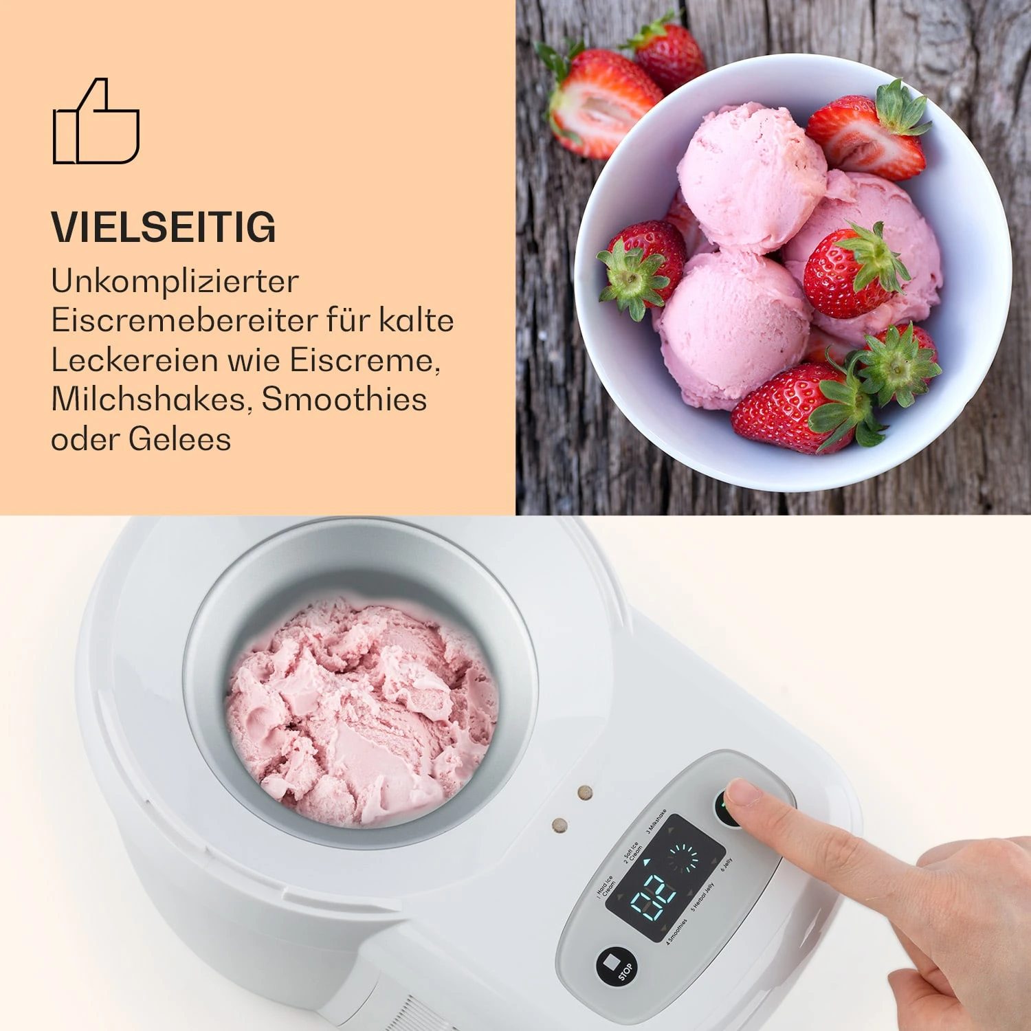 Schneeflöckchen Eiscremebereiter Thermoelektrisch 700ml Leise Weiß 6 Schneeflöckchen Eiscremebereiter Thermoelektrisch 700ml Leise Weiß – Bild 4