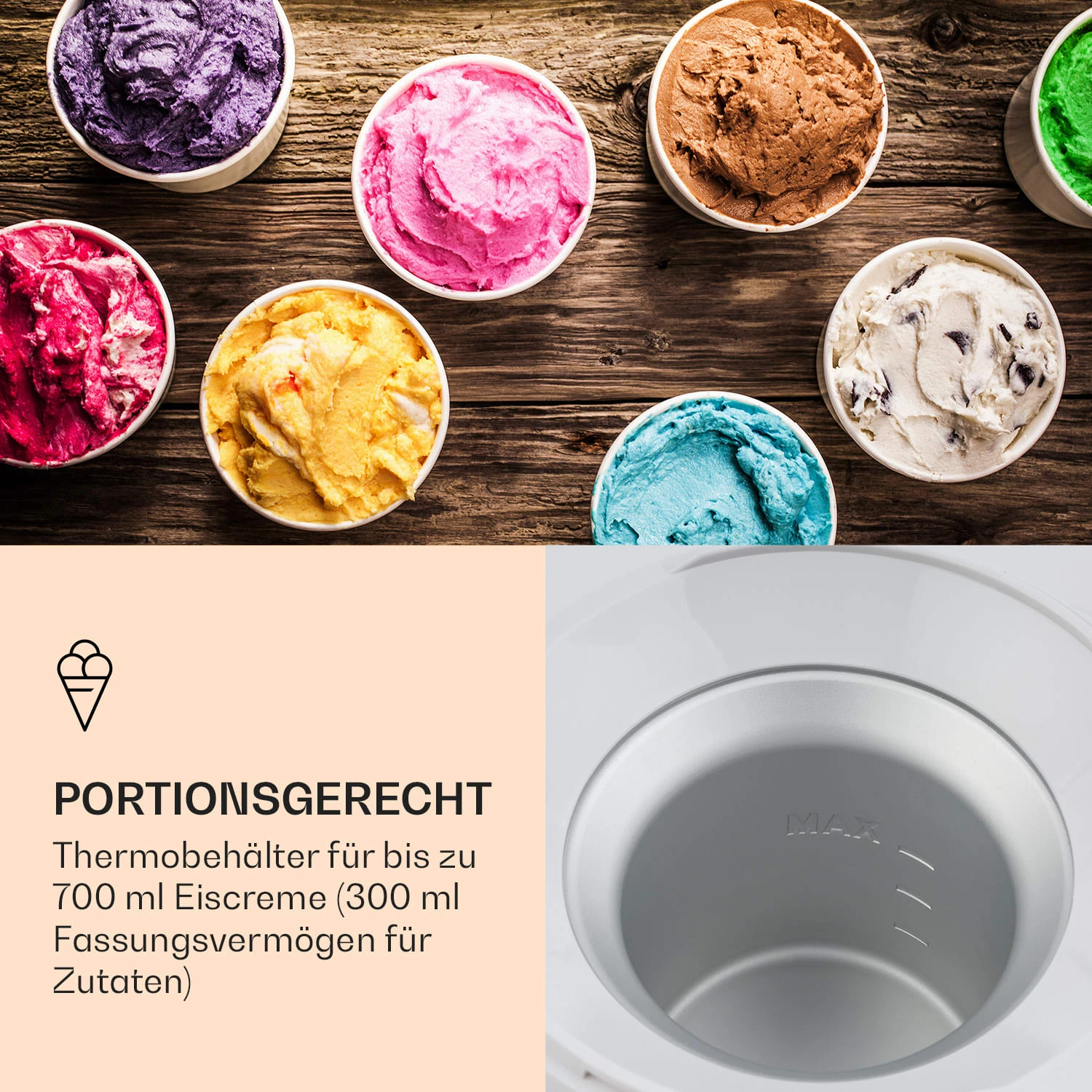 Schneeflöckchen Eiscremebereiter Thermoelektrisch 700ml Leise Weiß 7 Schneeflöckchen Eiscremebereiter Thermoelektrisch 700ml Leise Weiß – Bild 5