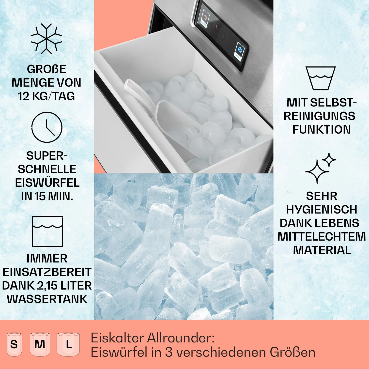 Metropolitan Eiswürfelmaschine 12kg/24h Digitales Display 4 Metropolitan Eiswürfelmaschine 12kg/24h Digitales Display – Bild 2