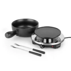Sirloin Fondue-Set Raclette 1200 Watt Keramiktopf Edelstahlgabeln -Geschäft Für Haushalts- Und Küchenbedarf 10032080 yy 0005 logo Klarstein Sirloin Raclette mit Fondue schwarz reedit V2