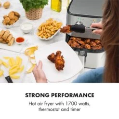 AeroVital Heißluftfritteuse 1700W 5,4 Liter Timer Edelstahl Silber -Geschäft Für Haushalts- Und Küchenbedarf 10032848 yy 0002 logo Klarstein AeroVital Heissluftfritteuse silber reedit