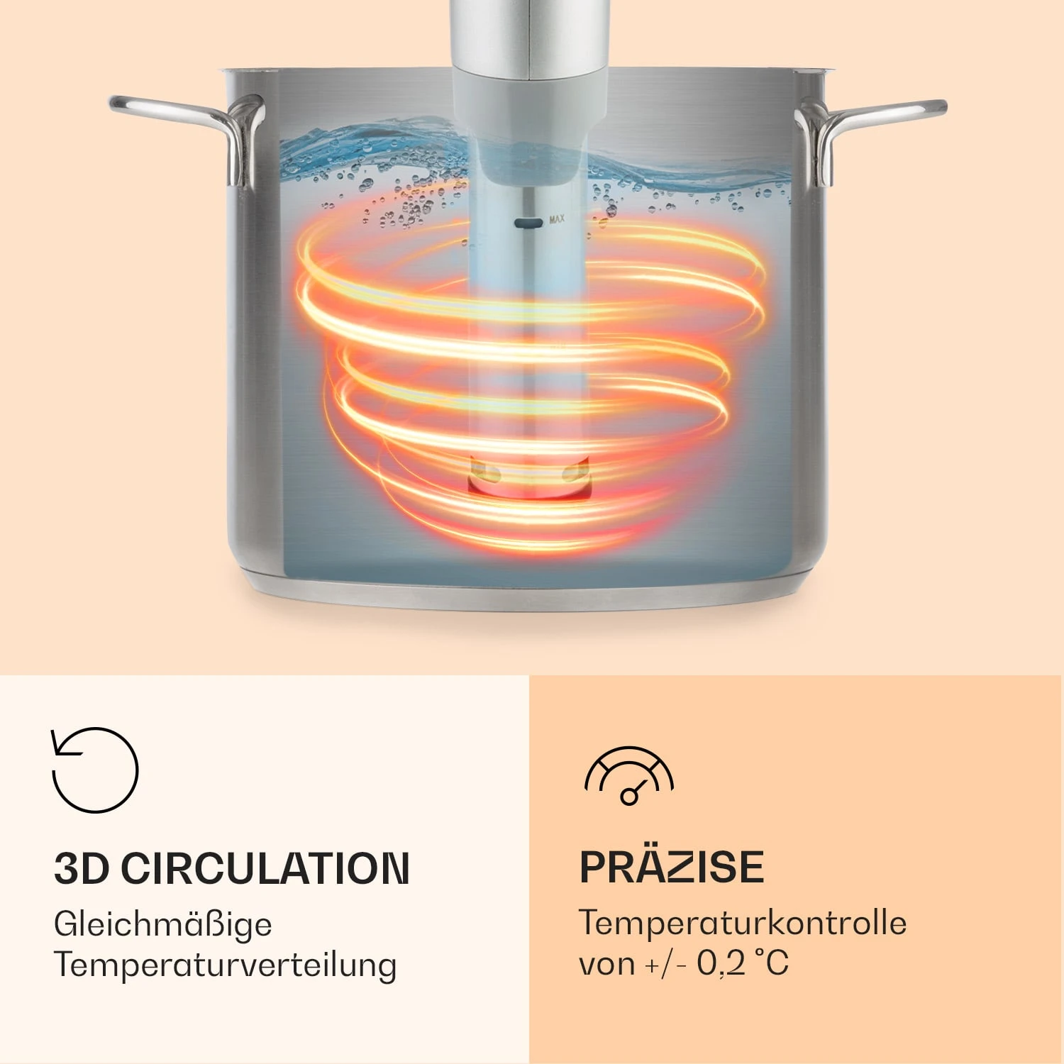 Quickstick Flex 1300W 3D Circulating 0-95 °C IPX7 Timer Silber 7 Quickstick Flex 1300W 3D Circulating 0-95 °C IPX7 Timer Silber – Bild 5