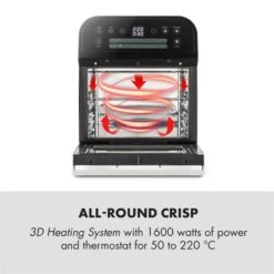 AeroVital Cube Heißluftfritteuse 1600W 12l Timer 16 Programme Schwarz -Geschäft Für Haushalts- Und Küchenbedarf 10033248 yy 0003 logo Klarstein AeroVital Cube Heissluftfritteuse schwarz reedit