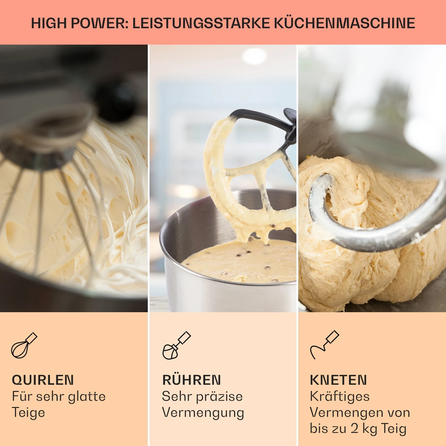 Bella Pico 2G Küchenmaschine 1300W 1,7PS 6 Stufen 5 Liter 4 Bella Pico 2G Küchenmaschine 1300W 1,7PS 6 Stufen 5 Liter – Bild 2