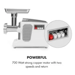 Kraftprotz Elektrischer Fleischwolf 700 W Kupfermotor Edelstahl -Geschäft Für Haushalts- Und Küchenbedarf 10034215 yy 0005 logo Klarstein Kraftprotz elektrischer Fleischwolf weiss
