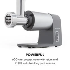 Mett Max Elektrischer Fleischwolf 600W Kupfermotor Aluminium -Geschäft Für Haushalts- Und Küchenbedarf 10034244 yy 0007 logo Klarstein Mett Max elektrischer Fleischwolf grau