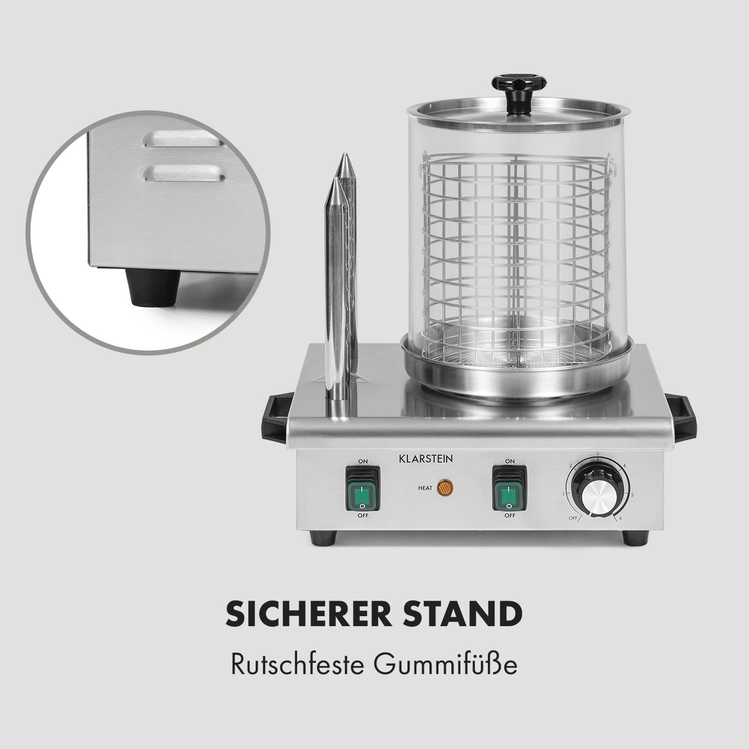 Wurstfabrik Pro 550 Hot Dog Maker 550W 2 Spieße 5L 30-100°C Edelstahl 10 Wurstfabrik Pro 550 Hot Dog Maker 550W 2 Spieße 5L 30-100°C Edelstahl – Bild 8