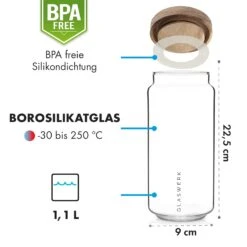 Glaswerk Lovage Vorratsgläser 1,1 L 3er Set Borosilikatglas Akazienholzdeckel Silikon -Geschäft Für Haushalts- Und Küchenbedarf 10036356 de 0006 logo