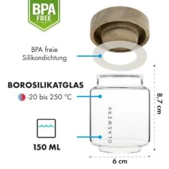 Glaswerk Cassia Gewürzgläser 6 St. 130 Ml Borosilikatglas Holzdeckel Luftdicht -Geschäft Für Haushalts- Und Küchenbedarf 10036357 de 0007 logo