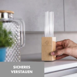 Glaswerk Frezzeria Glasstrohhalme 7 Stück 0,8 X 15 Cm (ØxH) Holzhalterung Bürste -Geschäft Für Haushalts- Und Küchenbedarf 10036379 de 0004 logo