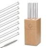 Glaswerk Frezzeria Glasstrohhalme 7 Stück 0,8 X 15 Cm (ØxH) Holzhalterung Bürste -Geschäft Für Haushalts- Und Küchenbedarf 10036379 yy 0001 titel