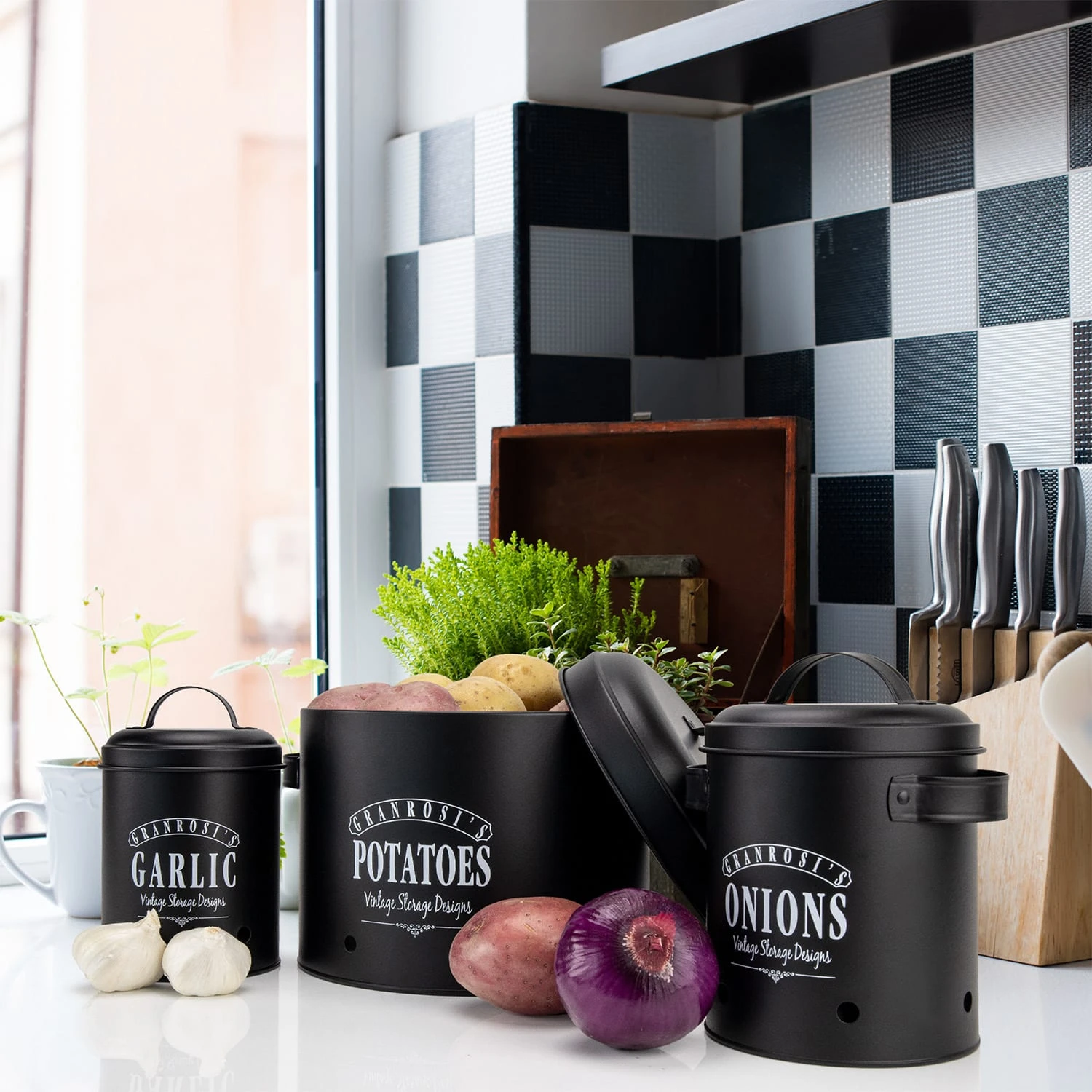 Georgia Vorratsbehälter 3er-Set Emaille-Stahlblech Vintage Rostfrei 4 Georgia Vorratsbehälter 3er-Set Emaille-Stahlblech Vintage Rostfrei – Bild 2