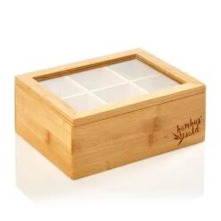 Teebox 6 Fächer 90 Teebeutel Kunststoff-Sichtfenster Bambus -Geschäft Für Haushalts- Und Küchenbedarf 10038069 yy 0007 logo