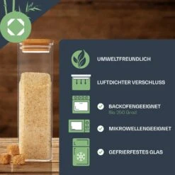 Eckiges Glas Mit Bambusdeckel Luftdicht Silikonring 10 X 25 X 10 Cm -Geschäft Für Haushalts- Und Küchenbedarf 10038076 de 0005 logo