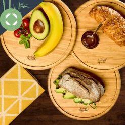 3er-Set Bambus-Frühstücksbrett Rund 25 X 1,6 X Cm (ØxH) Pflegeleicht -Geschäft Für Haushalts- Und Küchenbedarf 10038082 yy 0004 logo