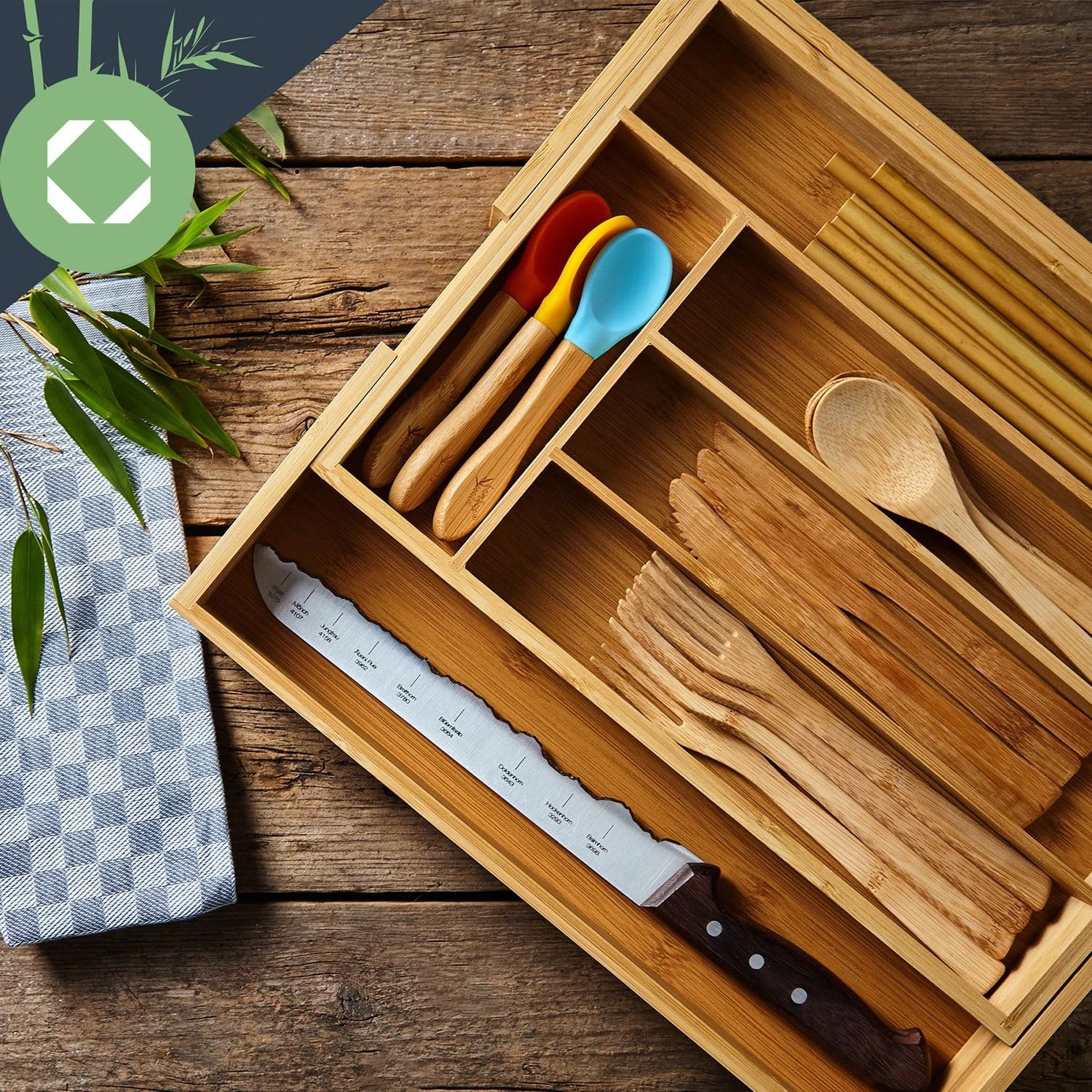 Besteckkasten 5-7 Fächer Max. 40 X 5 X 35,5 Cm Bambus 7 Besteckkasten 5-7 Fächer Max. 40 X 5 X 35,5 Cm Bambus – Bild 5