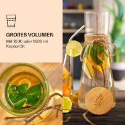 Glaskaraffe Mit Bambusdeckel Borosilikatglas Hitzebeständig -Geschäft Für Haushalts- Und Küchenbedarf 10038230 de 0003 logo