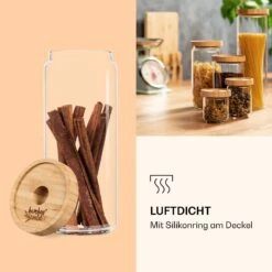 Stapelglas Mit Bambusdeckel 800 Ml Stapelbar Luftdicht -Geschäft Für Haushalts- Und Küchenbedarf 10038245 de 0005 logo