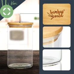 Rundes Glas Mit Bambusdeckel 4er-Set Inhalt: 600 Ml, 1000 Ml, 1500 Ml, 1800 Ml -Geschäft Für Haushalts- Und Küchenbedarf 10038254 yy 0002 logo
