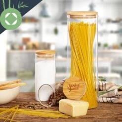 Rundes Glas Mit Bambusdeckel 4er-Set Inhalt: 600 Ml, 1000 Ml, 1500 Ml, 1800 Ml -Geschäft Für Haushalts- Und Küchenbedarf 10038254 yy 0007 logo