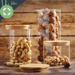 Eckiges Glas Mit Bambusdeckel Luftdicht Mit Silikonring 10x20,5x10 Cm 3x 1500 Ml -Geschäft Für Haushalts- Und Küchenbedarf 10038256 yy 0004 logo