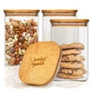 Eckiges Glas Mit Bambusdeckel Luftdicht Mit Silikonring 10x16x10 Cm 3x 1200 Ml -Geschäft Für Haushalts- Und Küchenbedarf 10038257 yy 0001 titel