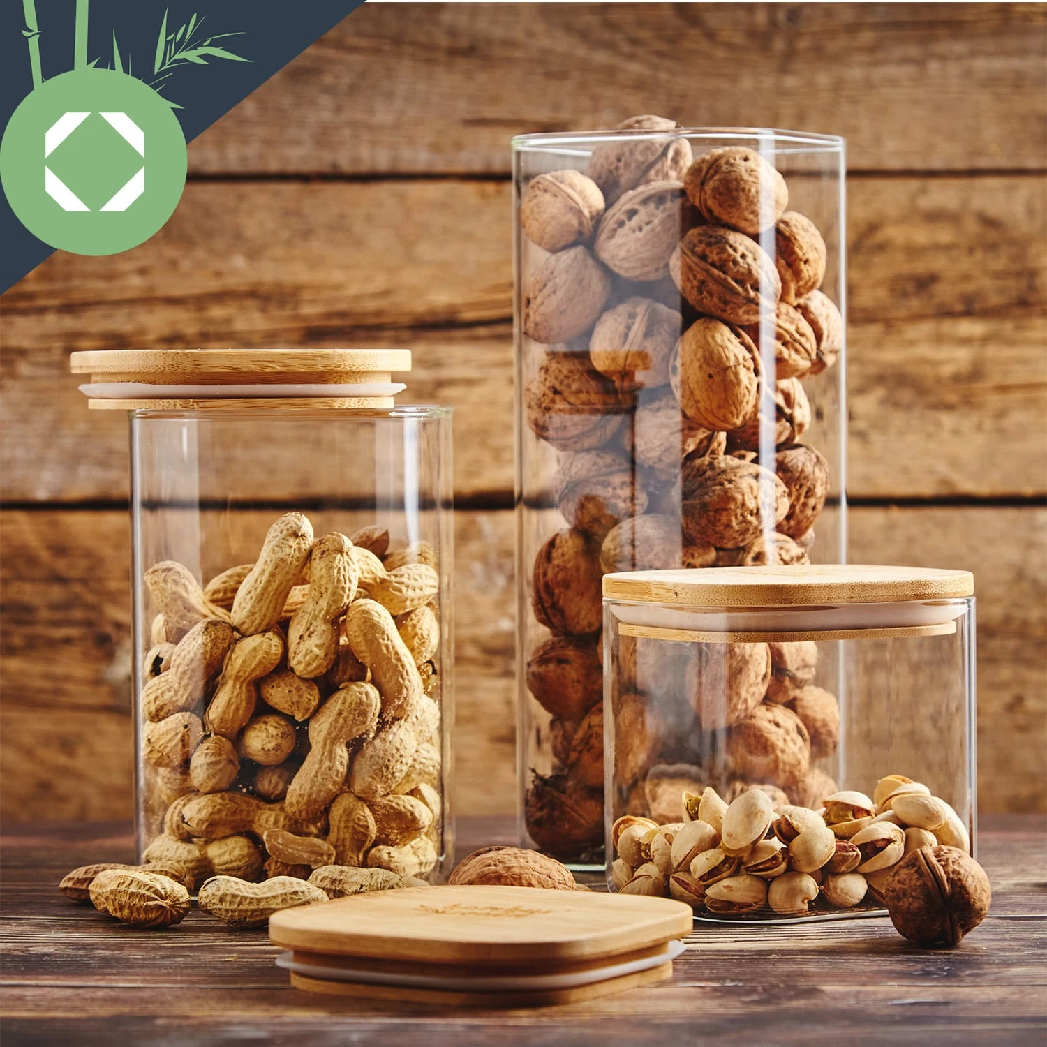 Eckiges Glas Mit Bambusdeckel Luftdicht Mit Silikonring 6x25x6 Cm 3x 500 Ml 6 Eckiges Glas Mit Bambusdeckel Luftdicht Mit Silikonring 6x25x6 Cm 3x 500 Ml – Bild 4