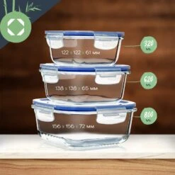 Quadratische Glasbox 800 Ml, 620 Ml, 320 Ml Mit Deckel Luftdicht Auslaufsicher -Geschäft Für Haushalts- Und Küchenbedarf 10038294 yy 0008 logo