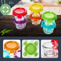 Babygläser 6er-Set Bunte Deckel Luftdichter Verschluss Geschmacksecht -Geschäft Für Haushalts- Und Küchenbedarf 10038298 yy 0003 logo