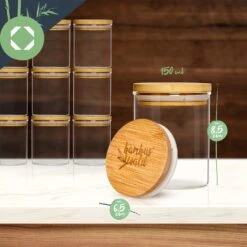 Runde Gläser Bambusdeckel 10 Stück Je 150 Ml Luftdicht -Geschäft Für Haushalts- Und Küchenbedarf 10038299 yy 0008 logo