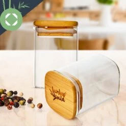 Eckige Gläser Bambusdeckel 10 Stück Je 150 Ml Luftdicht -Geschäft Für Haushalts- Und Küchenbedarf 10038300 yy 0004 logo