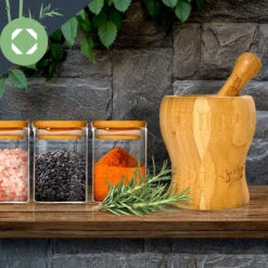 Eckige Gläser Bambusdeckel 10 Stück Je 150 Ml Luftdicht -Geschäft Für Haushalts- Und Küchenbedarf 10038300 yy 0006 logo