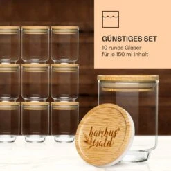 Gewürzgläser Bambusdeckel 10 Stück Je 150 Ml Luftdicht Stapelbar -Geschäft Für Haushalts- Und Küchenbedarf 10038311 de 0004 logo