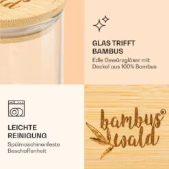 Gewürzgläser Bambusdeckel 10 Stück Je 150 Ml Luftdicht Stapelbar -Geschäft Für Haushalts- Und Küchenbedarf 10038311 de 0005 logo