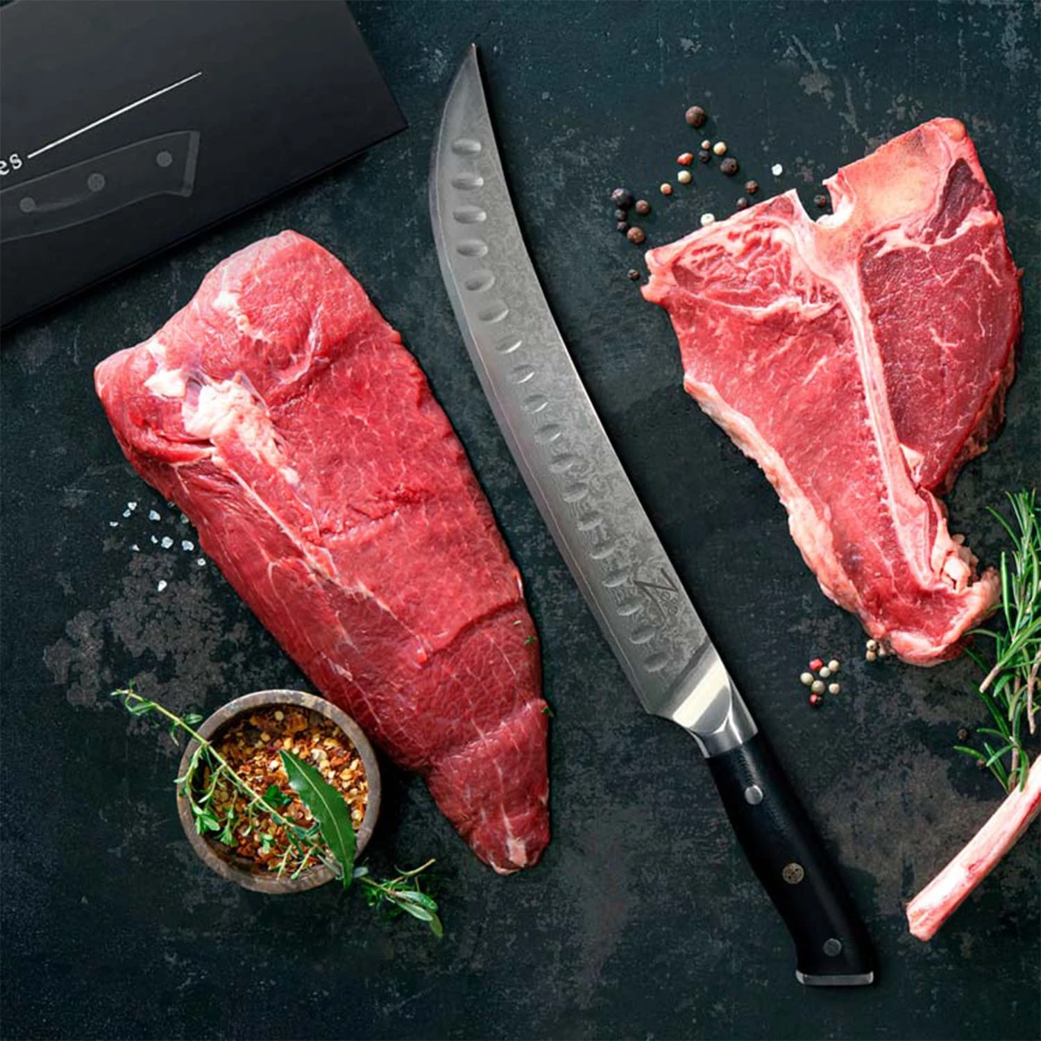 Alpha-Royal Japanese Serie 10" Fleischermesser Damaszener-Stahl 7 Alpha-Royal Japanese Serie 10" Fleischermesser Damaszener-Stahl – Bild 5