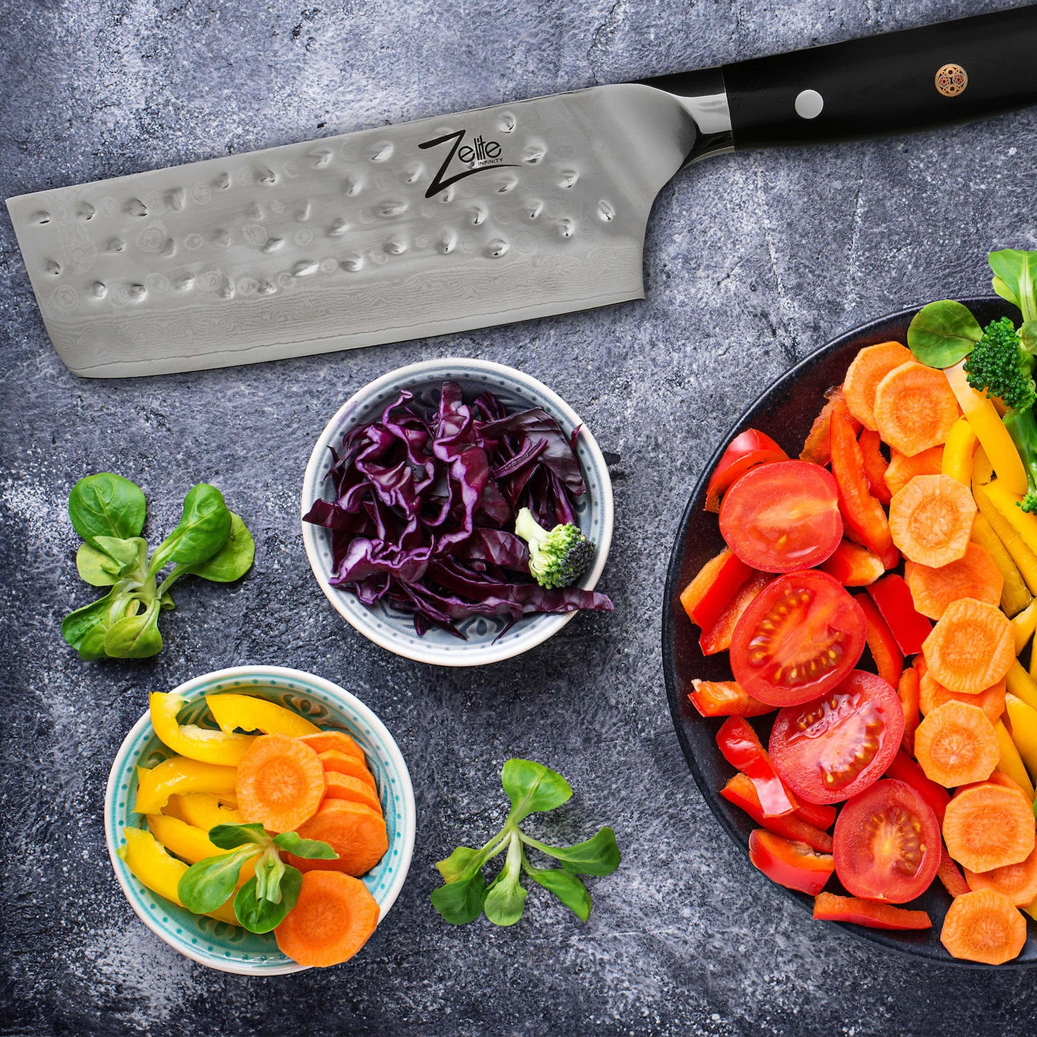 Alpha-Royal Japanese Serie 6" Nakiri Kochmesser Damaszener-Stahl 5 Alpha-Royal Japanese Serie 6" Nakiri Kochmesser Damaszener-Stahl – Bild 3