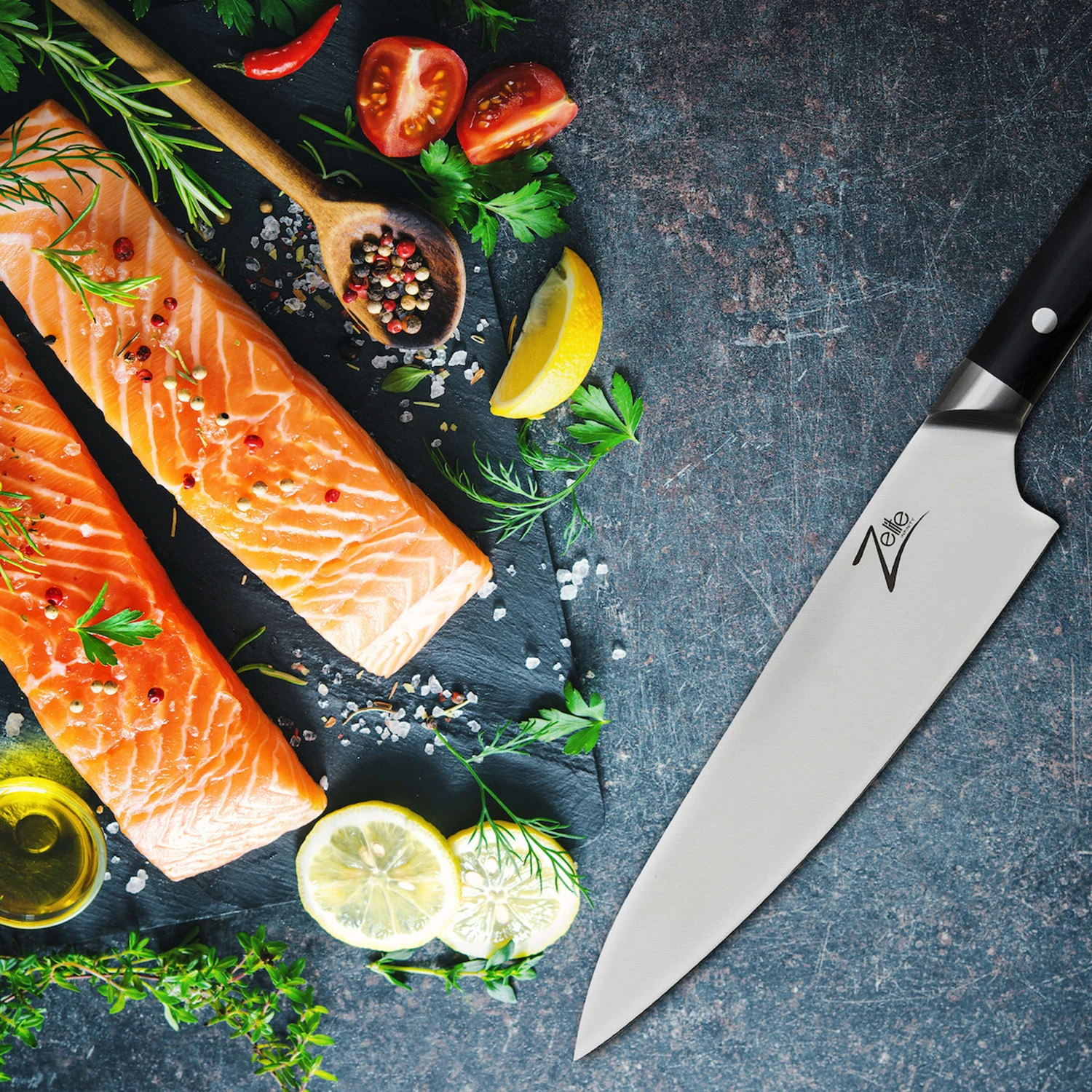 Razor-Edge Serie 8" Kochmesser 59 HRC Edelstahl 5 Razor-Edge Serie 8" Kochmesser 59 HRC Edelstahl – Bild 3