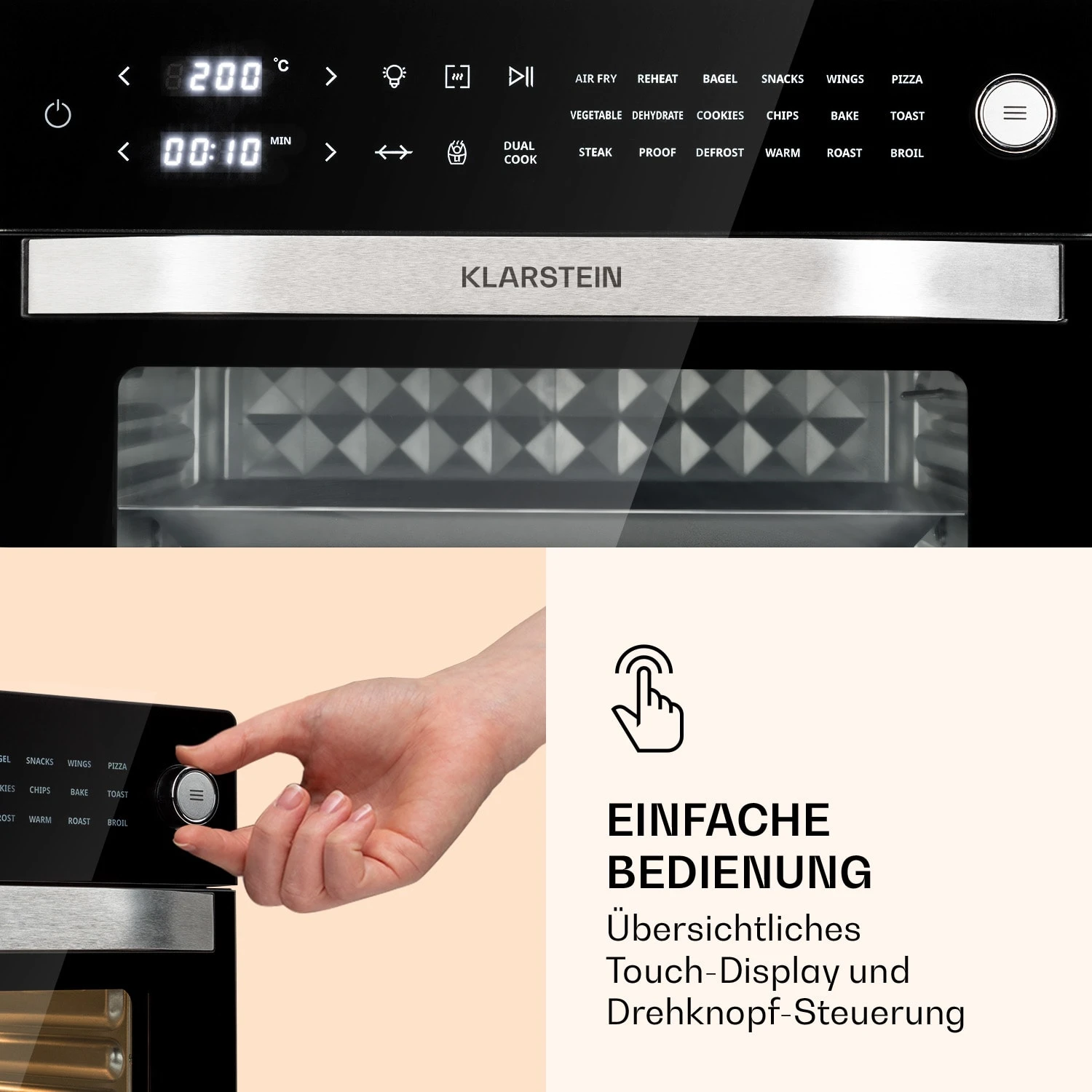 Vigor Air Heißluftfritteuse 1800 W 30 Liter 18 Programme 5 Vigor Air Heißluftfritteuse 1800 W 30 Liter 18 Programme – Bild 3