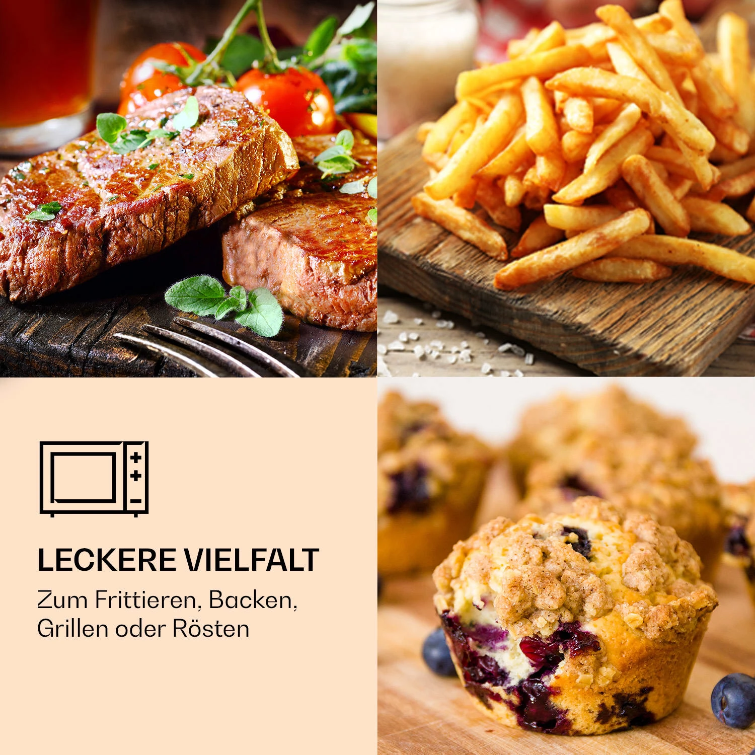 Prime Air Heißluftfritteuse 1500W 23l Timer 8 Programme 3 Prime Air Heißluftfritteuse 1500W 23l Timer 8 Programme – Bild 2