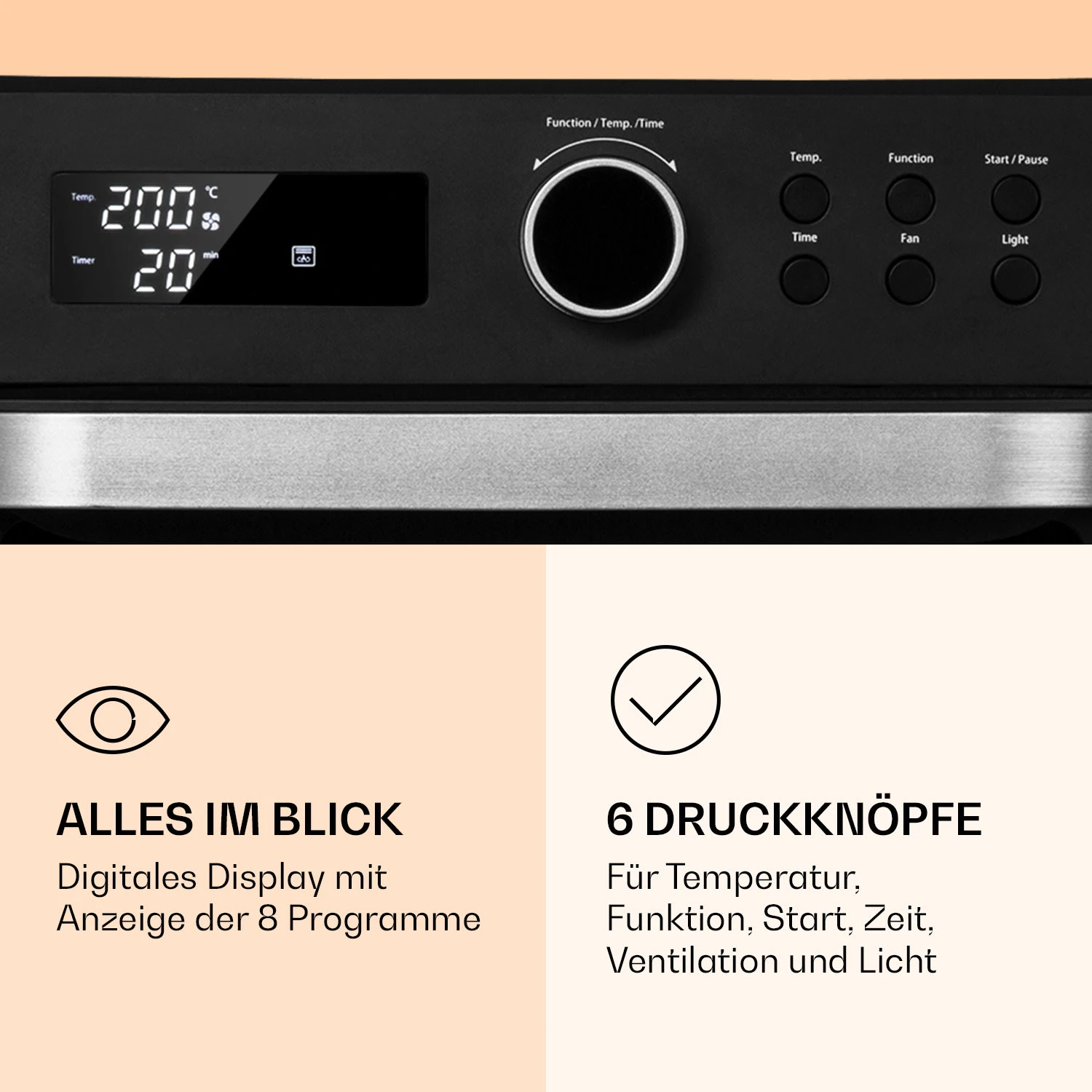 Prime Air Heißluftfritteuse 1500W 23l Timer 8 Programme 5 Prime Air Heißluftfritteuse 1500W 23l Timer 8 Programme – Bild 4