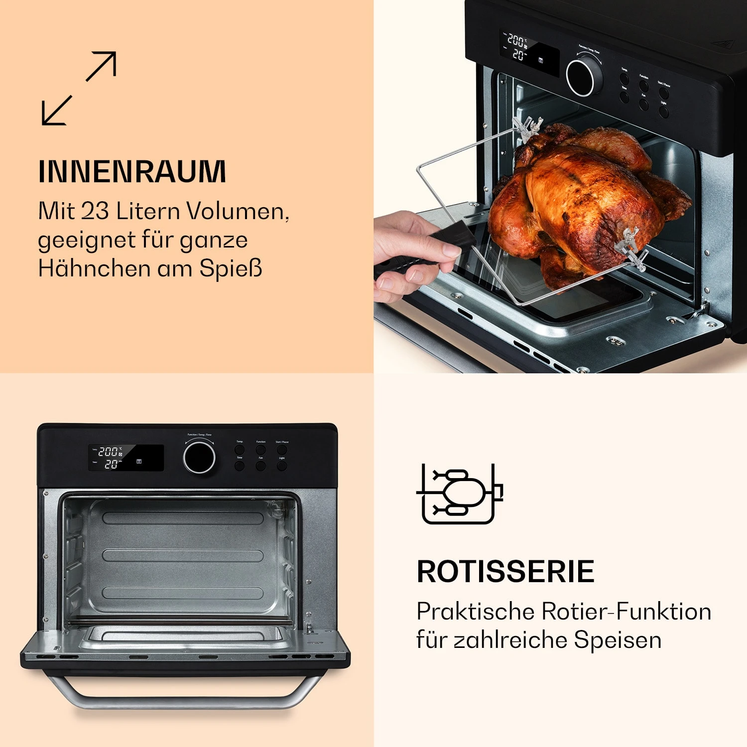 Prime Air Heißluftfritteuse 1500W 23l Timer 8 Programme 6 Prime Air Heißluftfritteuse 1500W 23l Timer 8 Programme – Bild 5