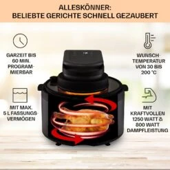 Vendure Heißluftfritteuse Mit Dampffunktion 1250W 5 Liter 6 Programme -Geschäft Für Haushalts- Und Küchenbedarf 10040278 de 0003 usp
