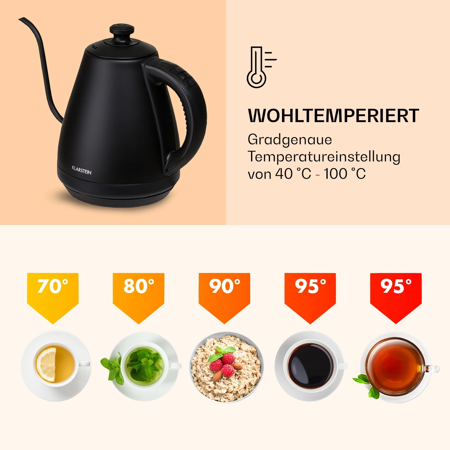 Garcon Wasserkocher 1L 2000W Warmhaltefunktion Schwanenhals Edelstahl 5 Garcon Wasserkocher 1L 2000W Warmhaltefunktion Schwanenhals Edelstahl – Bild 3