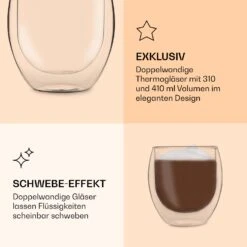 DUOS Jumbo Doppelwandiges Glas | Thermoglas | 2 X 310 Ml & 410 Ml | Trinkglas | Espressoglas, Teeglas, Shotglas | Für Heiße Und Kalte Getränke | Borosilikatglas| Hitze- Und Kältebeständig | Handgemacht | Spülmaschinenfest | Schwebe-Effekt -Geschäft Für Haushalts- Und Küchenbedarf 10040369 de 0005 logo