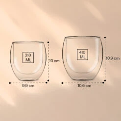 DUOS Jumbo Doppelwandiges Glas | Thermoglas | 2 X 310 Ml & 410 Ml | Trinkglas | Espressoglas, Teeglas, Shotglas | Für Heiße Und Kalte Getränke | Borosilikatglas| Hitze- Und Kältebeständig | Handgemacht | Spülmaschinenfest | Schwebe-Effekt -Geschäft Für Haushalts- Und Küchenbedarf 10040369 yy 0006 logo