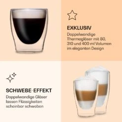 DUOS Doppelwandiges Glas | Thermoglas | 2 X 80, 310, 400 Ml | Trinkglas | Espressoglas, Teeglas, Shotglas | Für Heiße Und Kalte Getränke | Borosilikatglas| Hitze- Und Kältebeständig | Handgemacht | Spülmaschinenfest | Schwebe-Effekt -Geschäft Für Haushalts- Und Küchenbedarf 10040376 de 0005 logo