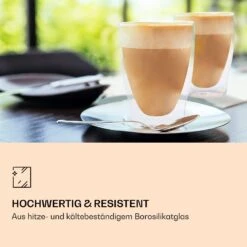 DUOS Doppelwandiges Glas | Thermoglas | 310 Ml | Trinkglas | Espressoglas, Teeglas, Shotglas | Für Heiße Und Kalte Getränke | Borosilikatglas| Hitze- Und Kältebeständig | Handgemacht | Spülmaschinenfest | Schwebe-Effekt -Geschäft Für Haushalts- Und Küchenbedarf 10040380 de 0003 logo