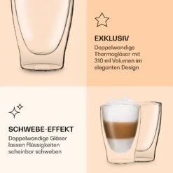 DUOS Doppelwandiges Glas | Thermoglas | 310 Ml | Trinkglas | Espressoglas, Teeglas, Shotglas | Für Heiße Und Kalte Getränke | Borosilikatglas| Hitze- Und Kältebeständig | Handgemacht | Spülmaschinenfest | Schwebe-Effekt -Geschäft Für Haushalts- Und Küchenbedarf 10040380 de 0006 logo